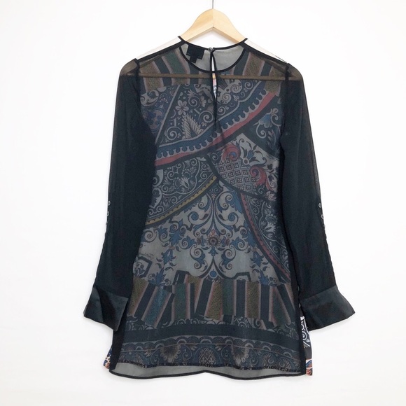 Just Cavalli graphic print, sheer tunic top - Picture 2 of 10